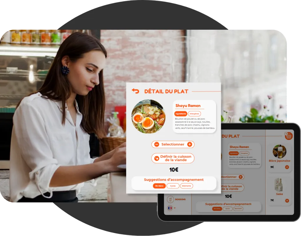 Détail sur un plat sur la tablette