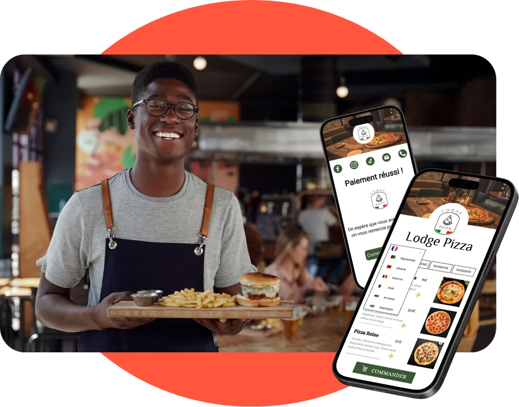 Interface menu digital avec la fonctionnalité traduction
