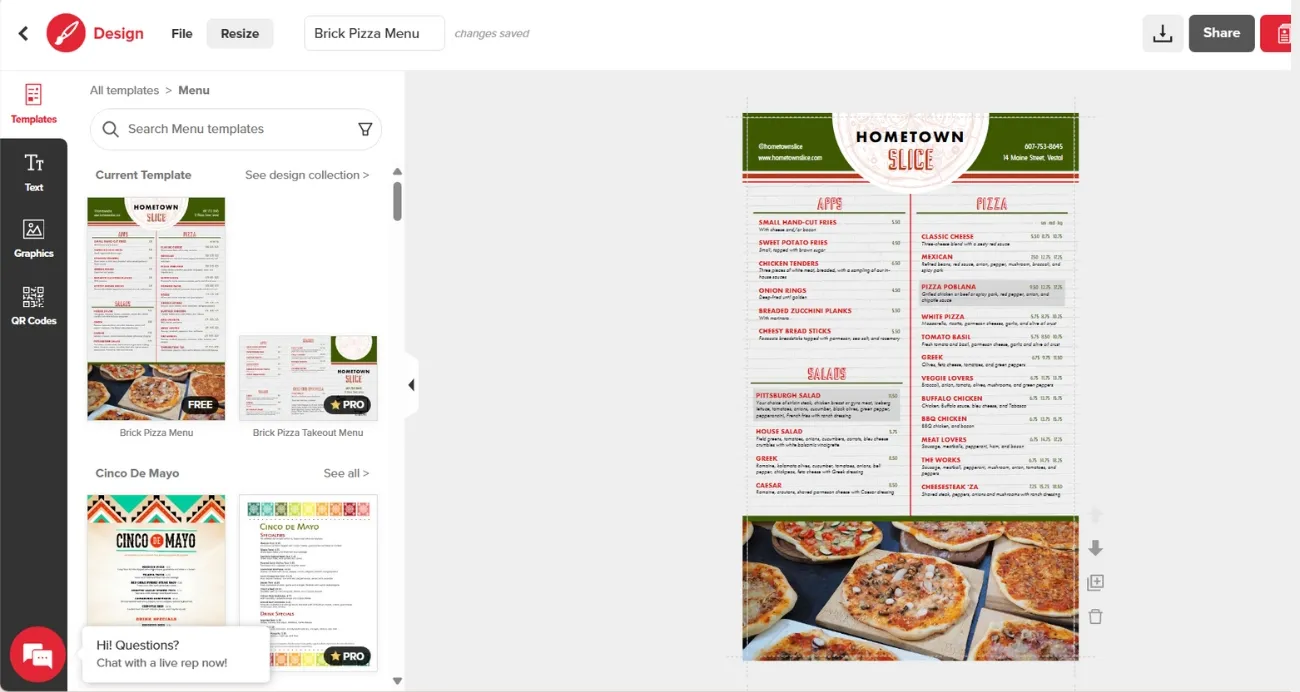 Logiciel de création de menu