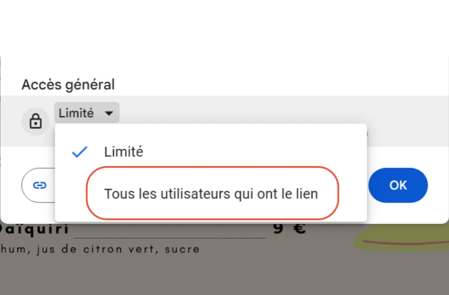 Etape 3 pour partager un fichier sur Google Drive Etape 3 pour partager un fichier sur Google Drive
