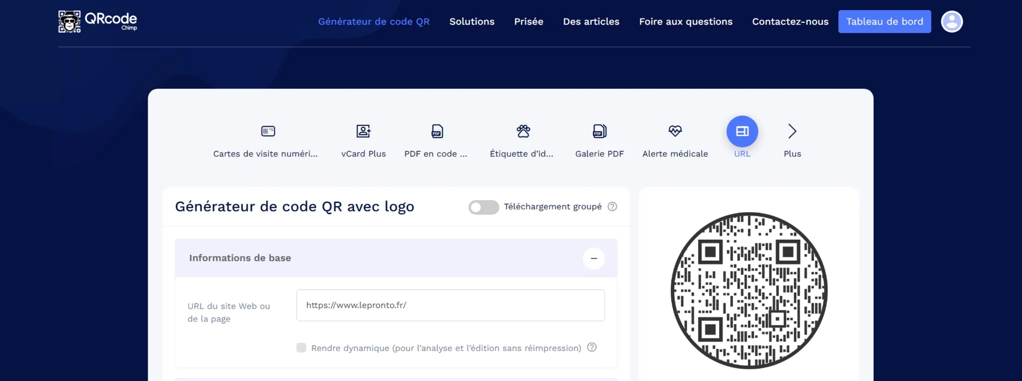 Générateur QRCodeChimp Générateur QRCodeChimp