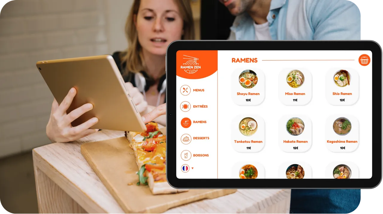 Menu sur tablette pour restaurant