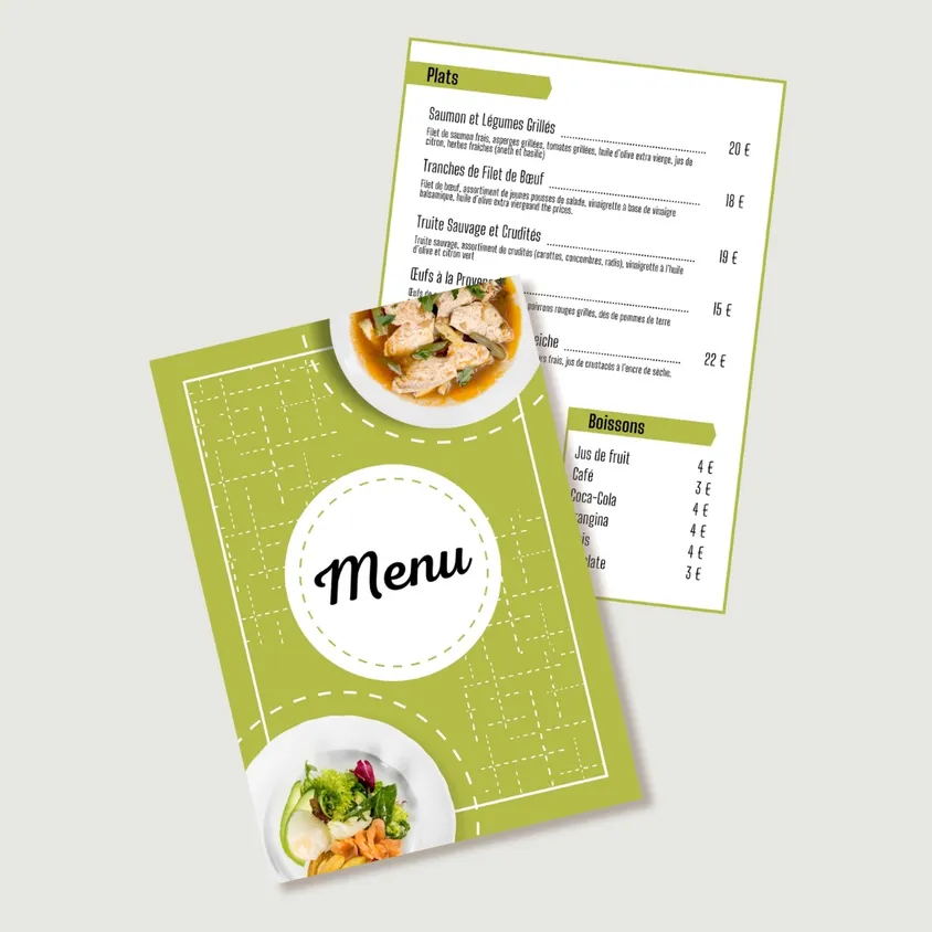 Quel tarif pour la création d'un menu de restaurant ?