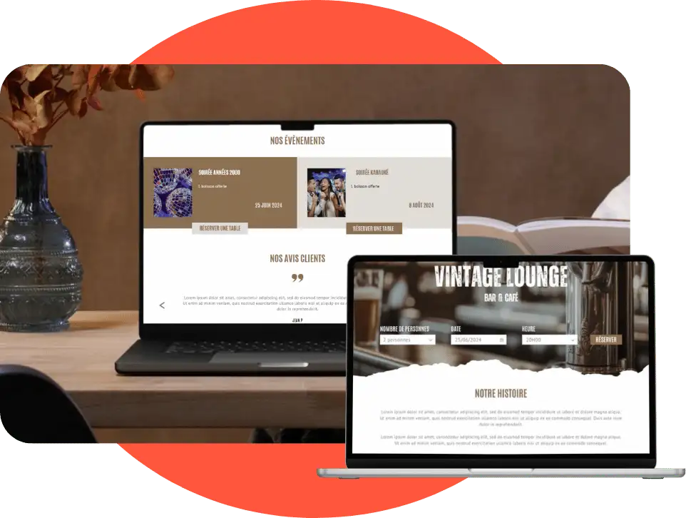 Site de bar mettant en valeur l'ambiance, les soirées et événements