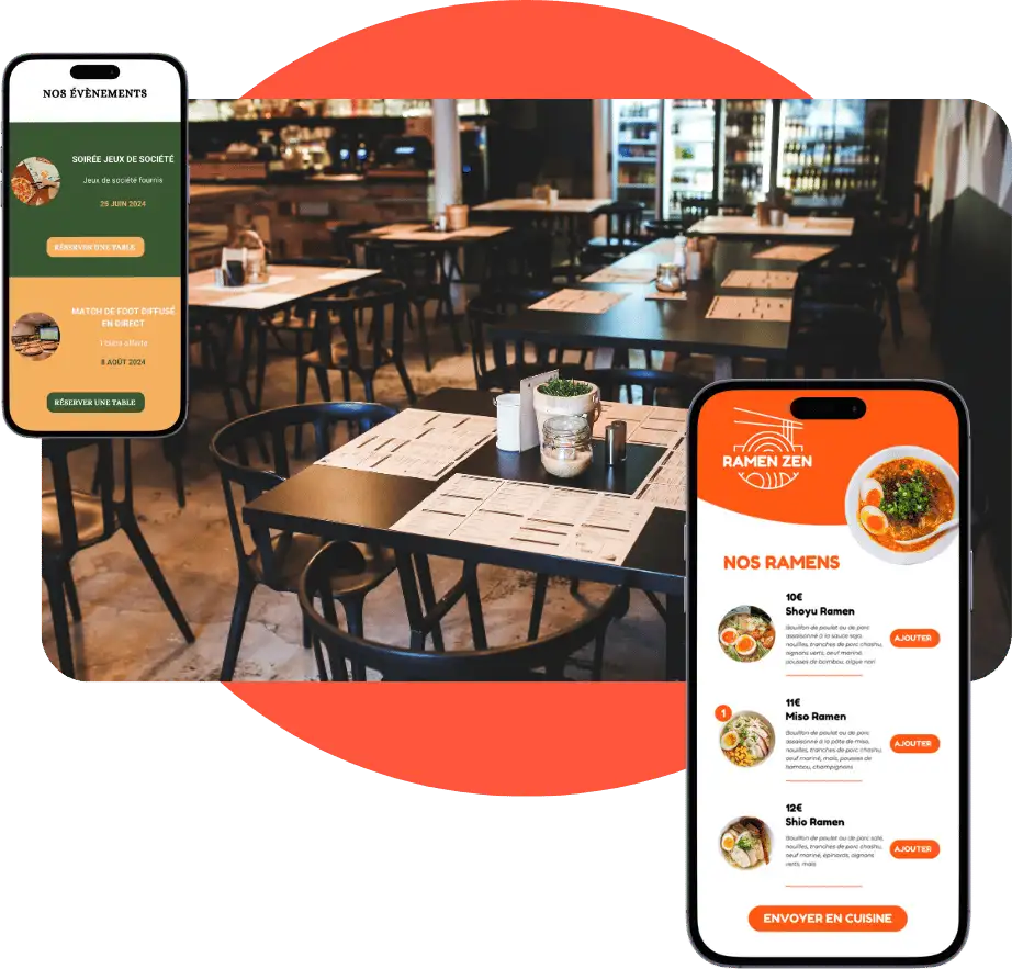 Menu digital intégré au site d'un hôtel-restaurant