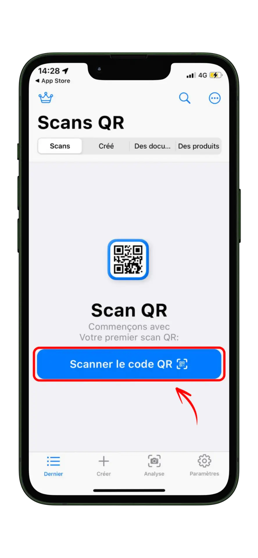 Scanner un menu QR code via application