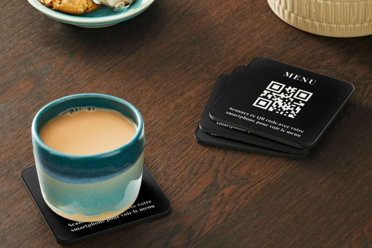 Exemple de QR code sur sous-verre Exemple de QR code sur sous-verre