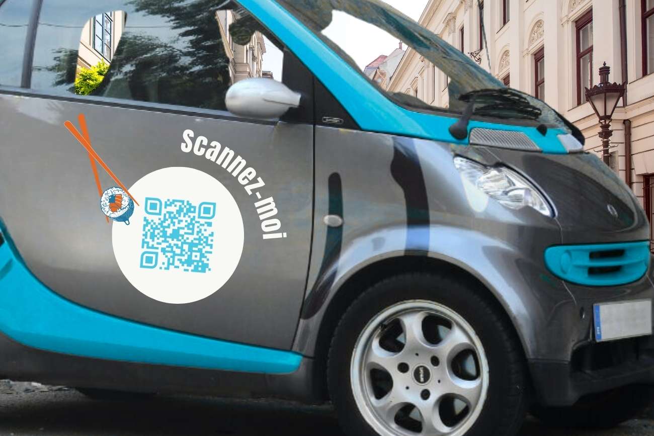 Exemple de QR code sur voiture de livraison Exemple de QR code sur voiture de livraison