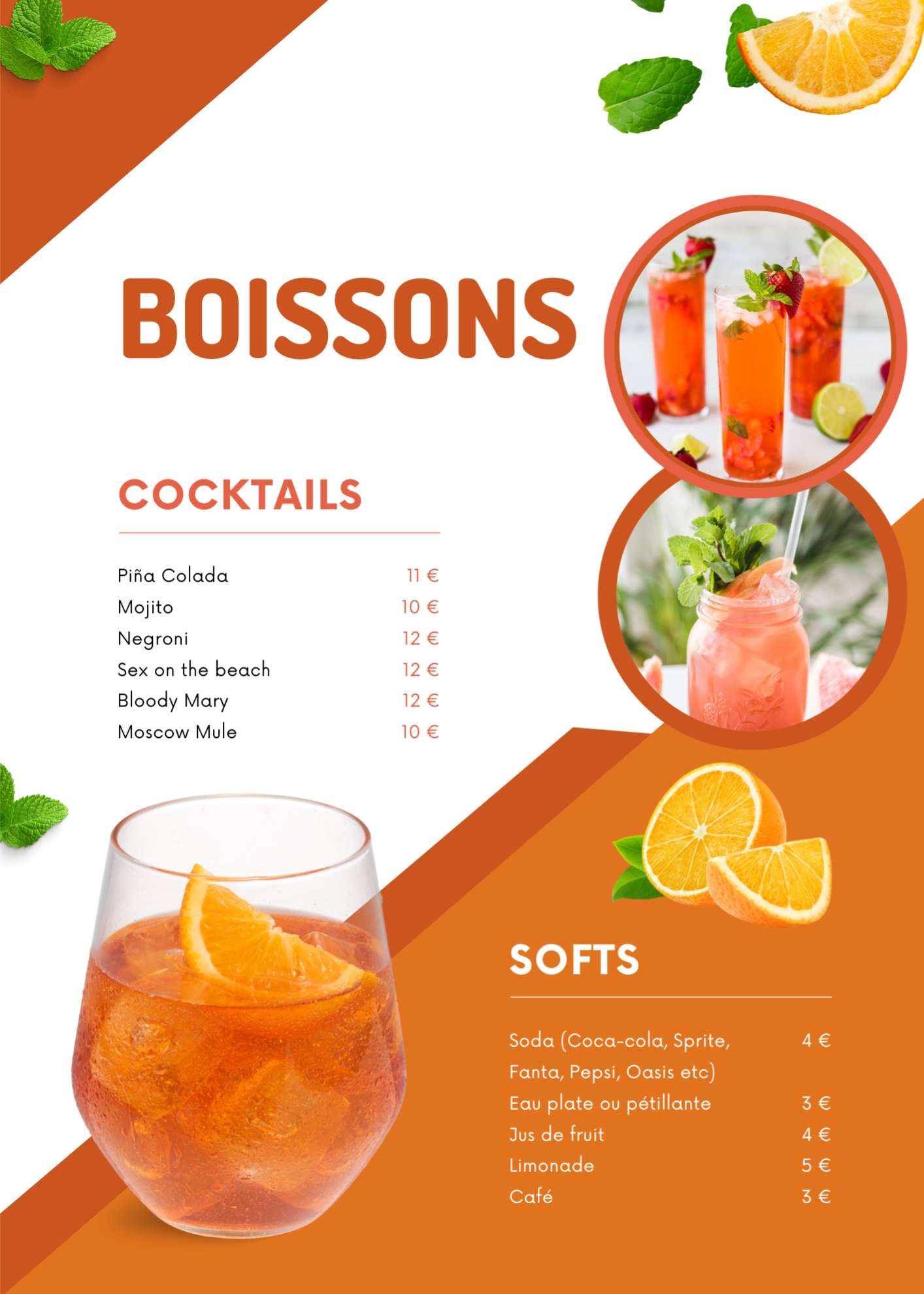 Modèle de carte des boissons au format A4 vertical Modèle de carte des boissons au format A4 vertical