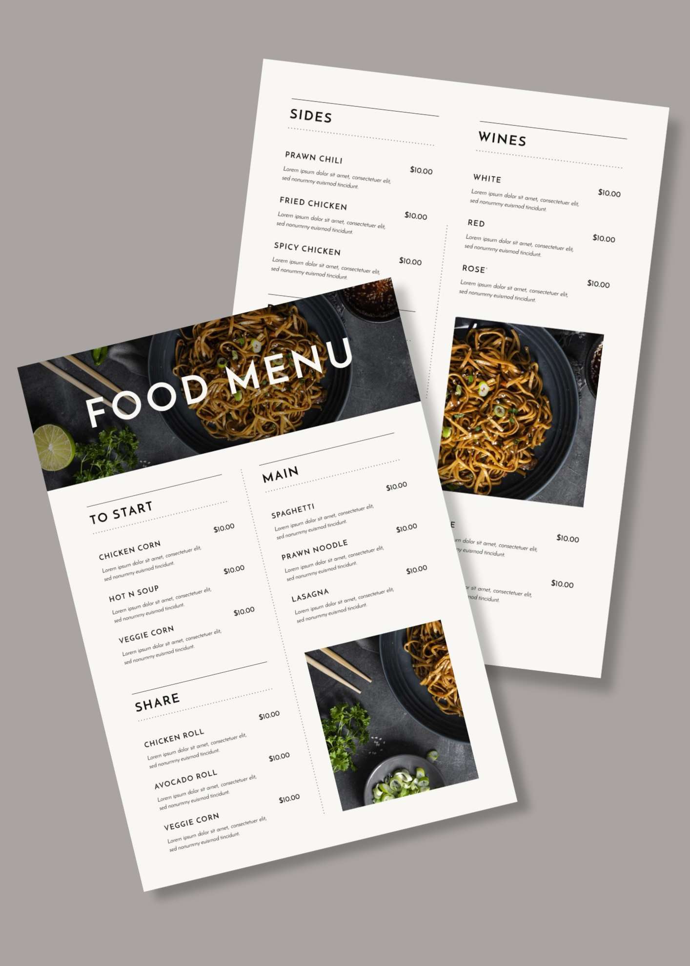 Exemple de menu recto/verso Exemple de menu recto/verso