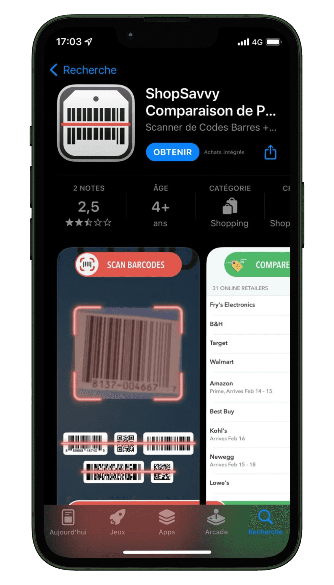 Application ShopSavvy sur Iphone Application ShopSavvy sur Iphone