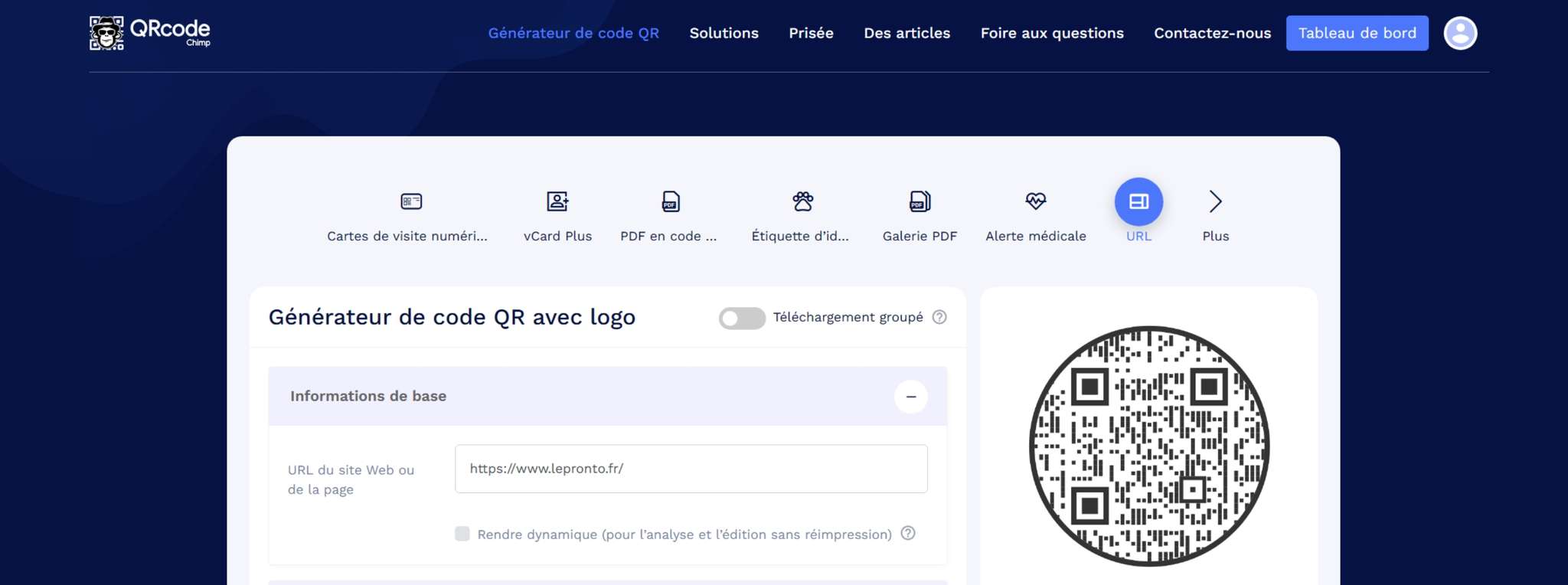 Générateur QRCodeChimp Générateur QRCodeChimp