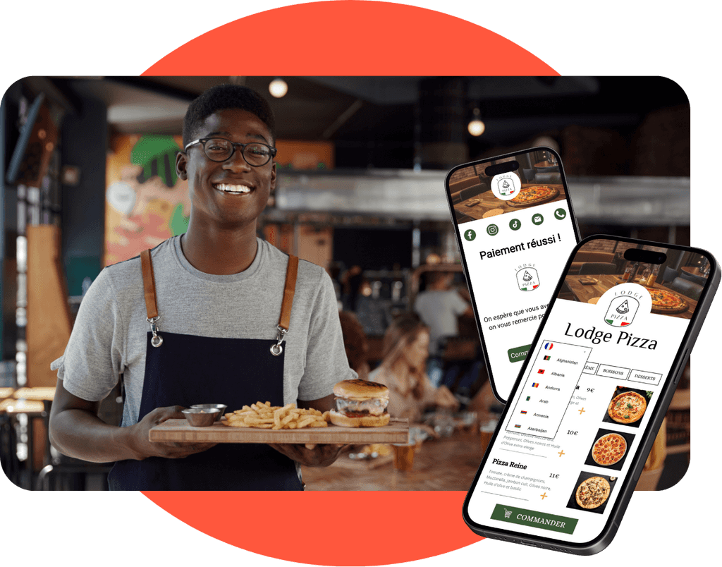 Interface menu digital avec la fonctionnalité traduction
