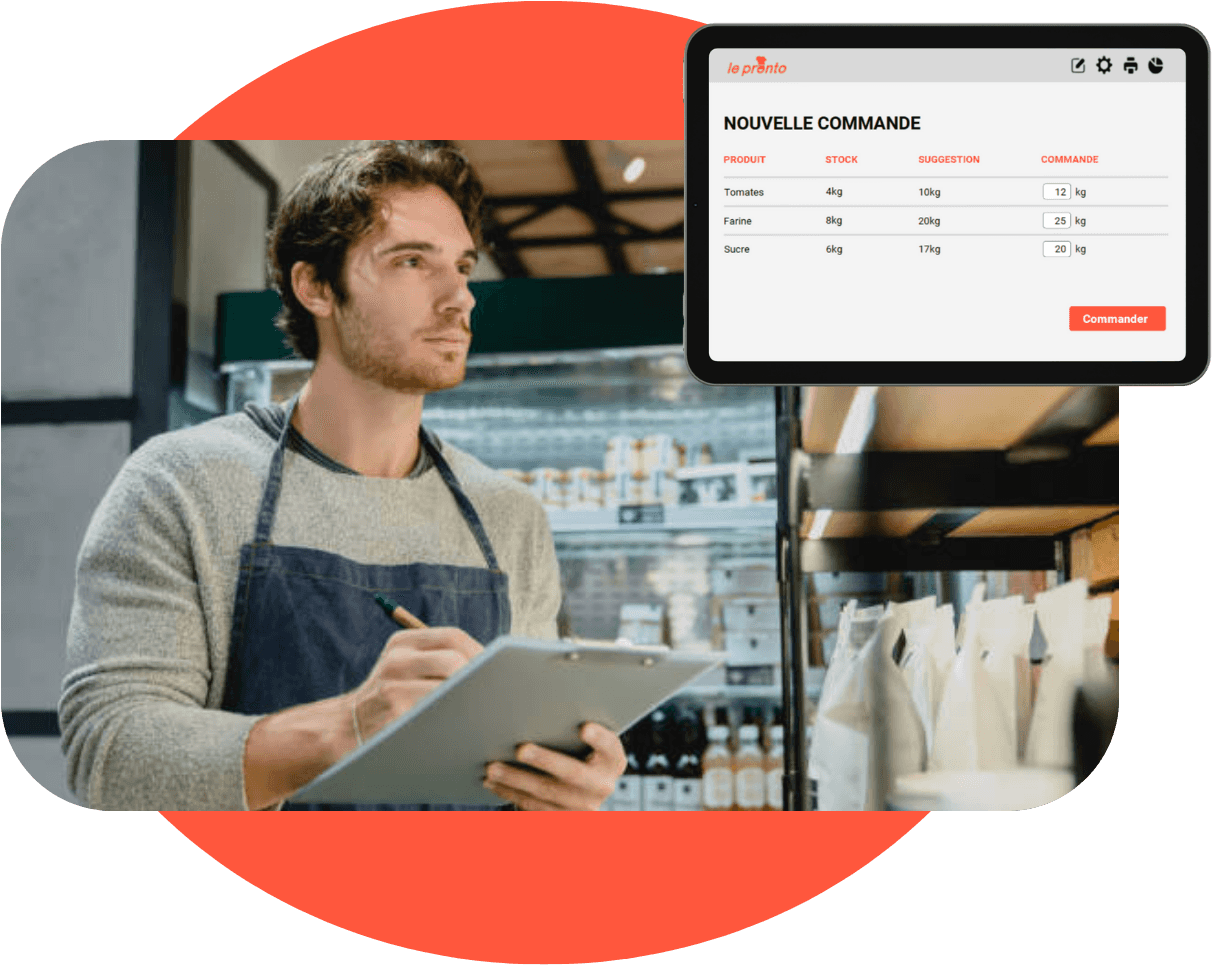 Employé qui s'occupe de la commande des produits