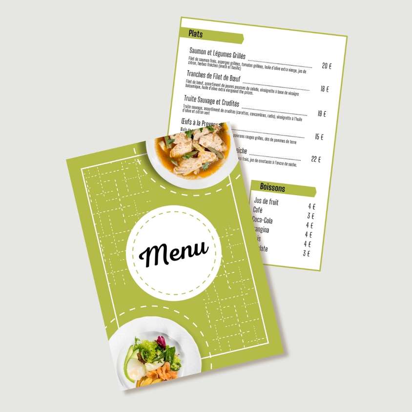 Quel tarif pour la création d'un menu de restaurant ?
